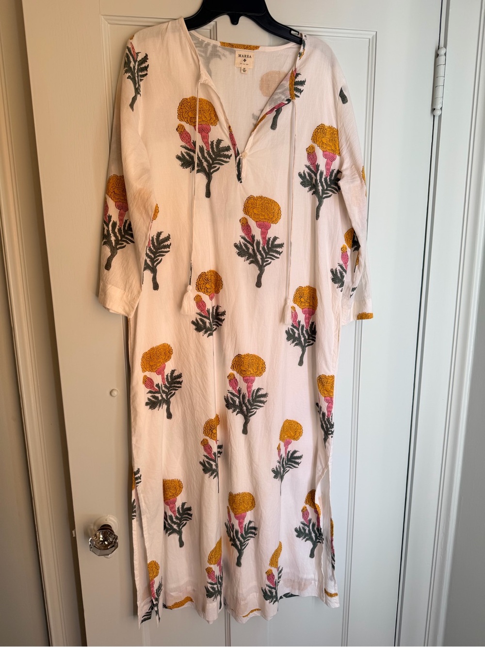 Rails White Floral Cotton Maxi Dress - Yellow & Pink Print